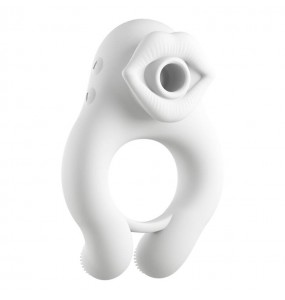 MizzZee - Interactive Suction Vibration Cock Ring (Chargeable - White)